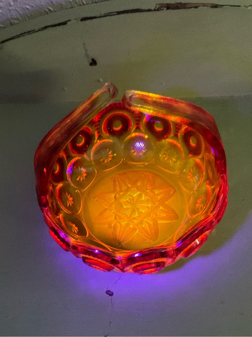 Amberina basket sun moon stars antique glass